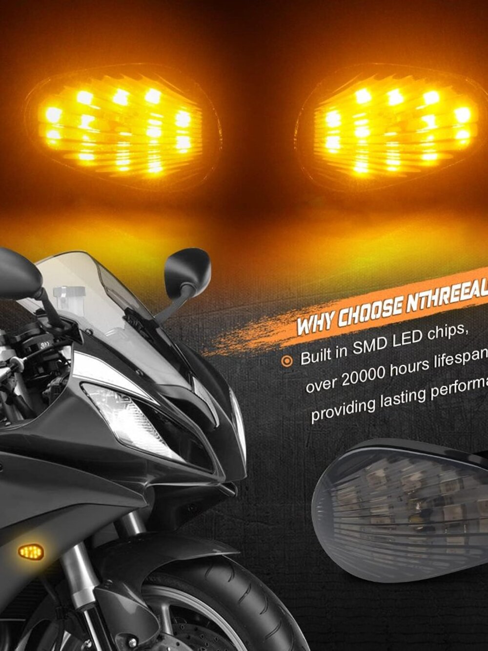 Smoked Flush Mount LED Turn Signal Light Compatible with Yamaha YZF R1 R6 R6S, 1 - Picture 2 of 6